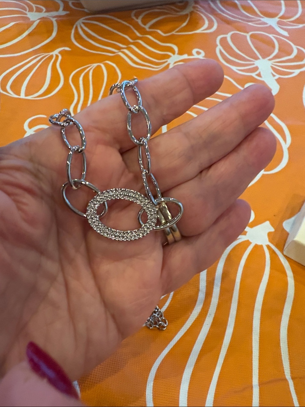 Touchstone Silver Crystal Link Necklace